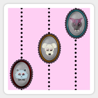 Kawaii lolita style cameo stripe pattern pink Sticker